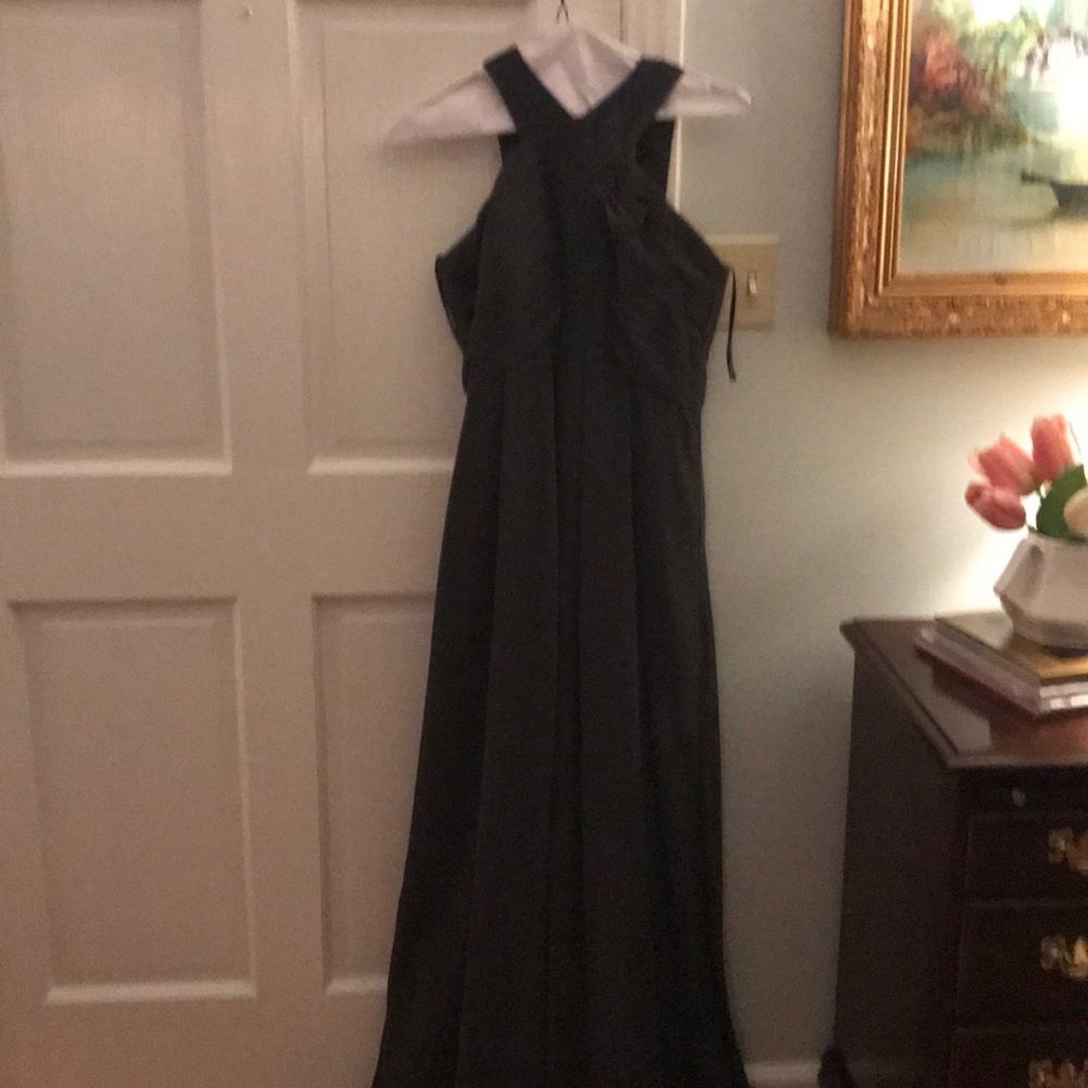 Charcoal gray full length dress